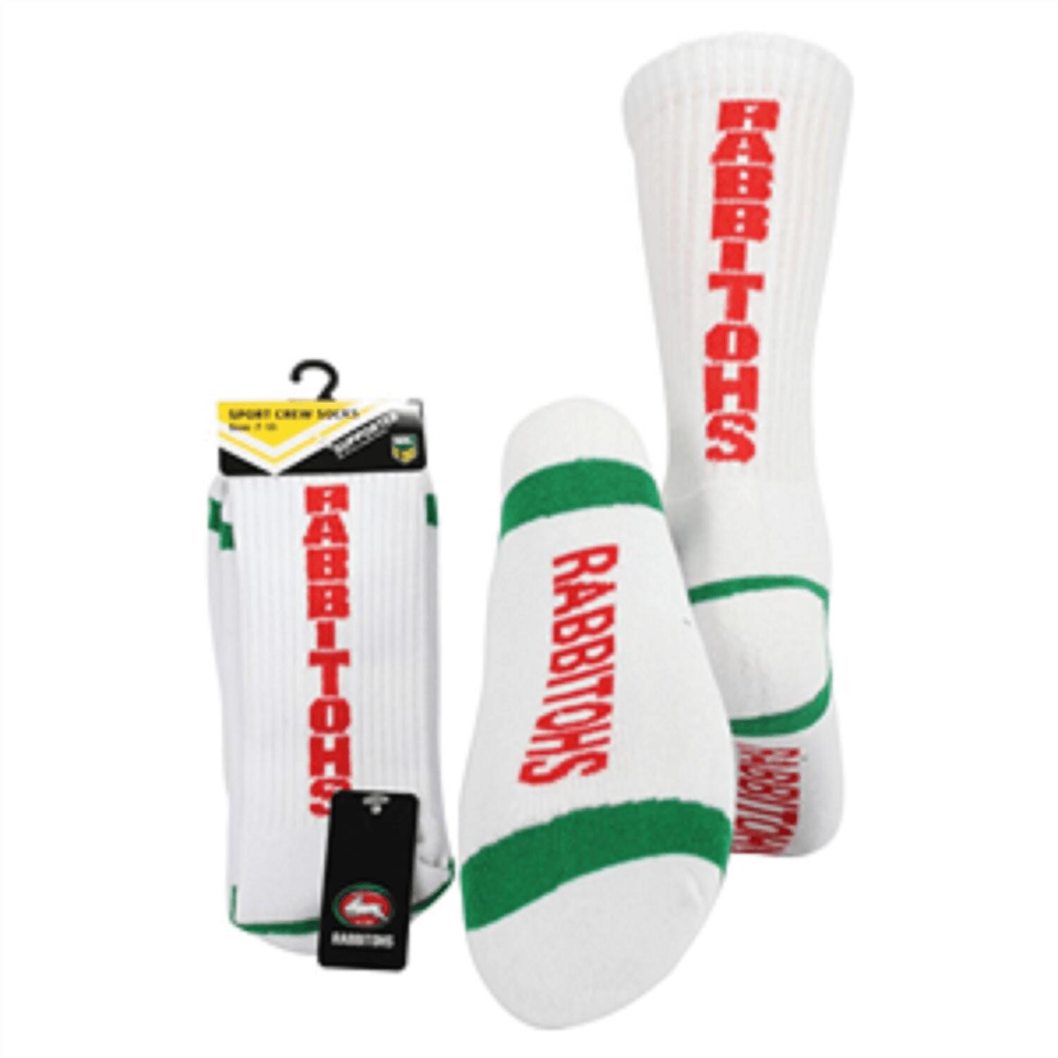 NRL Mens Crew Socks - South Sydney Rabbitohs - One Set - Sock