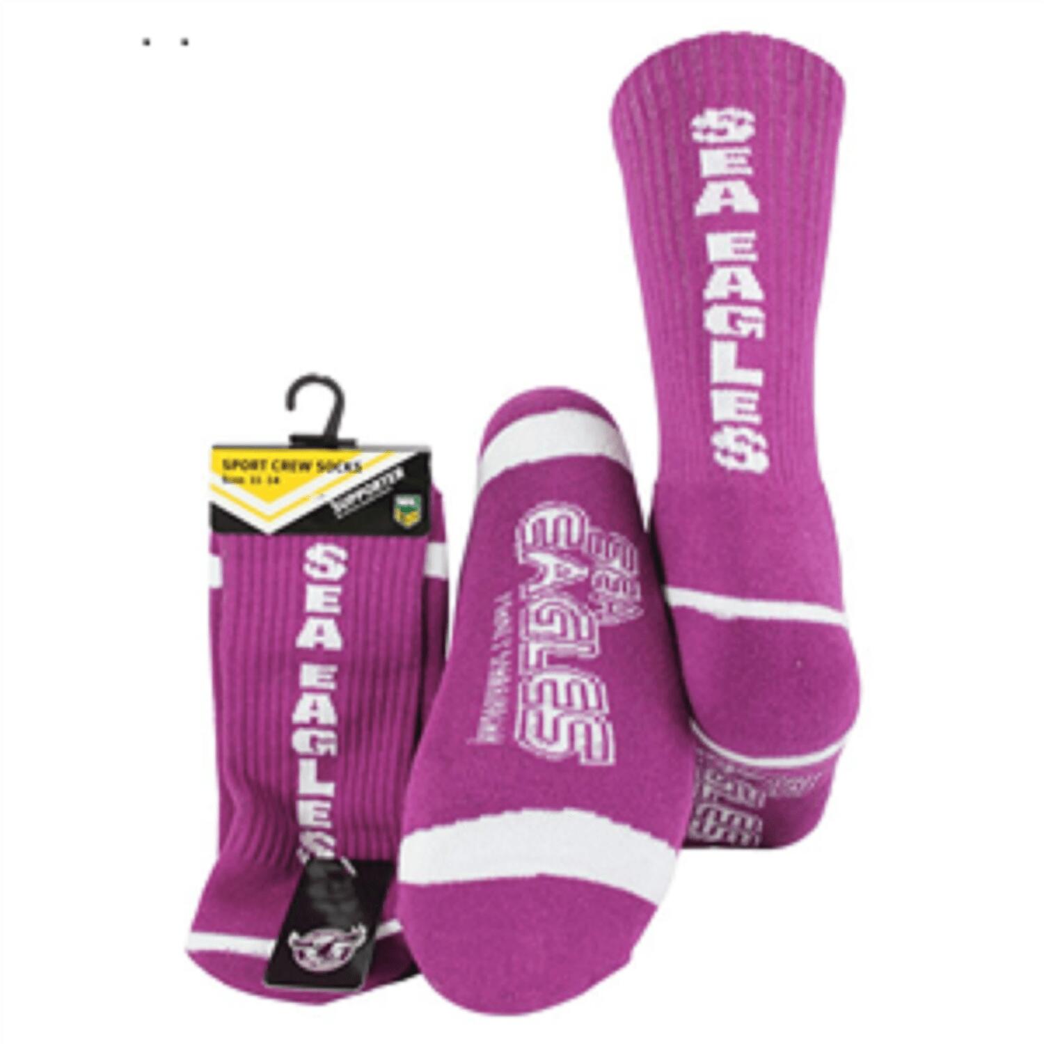 NRL Mens Crew Socks - Manly Sea Eagles - One Set - Sock