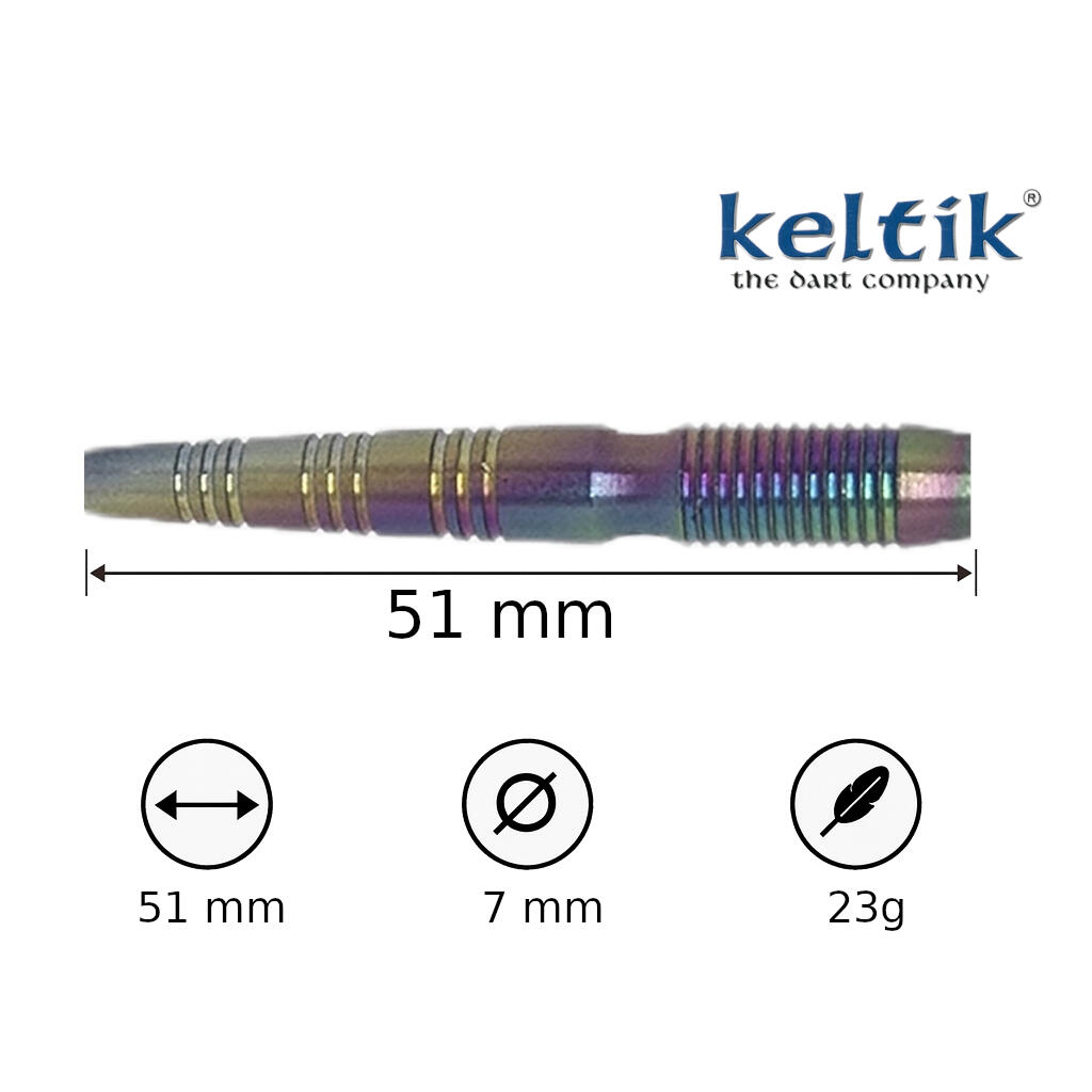 Dardos Steeldart Keltik Darian 23g Rainbow – 90% Tungsteno 3/6