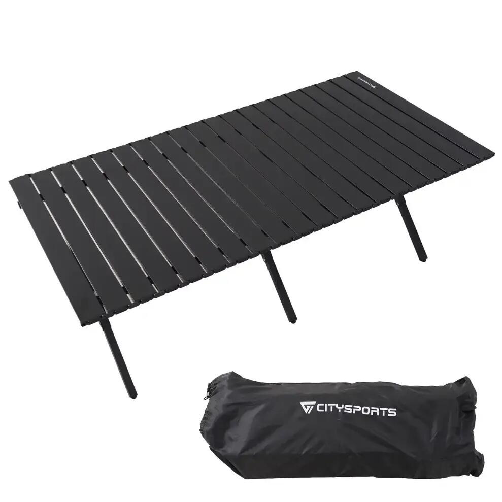 Camping Table CITYSPORTS Foldable Outdoor Black Carbon Steel