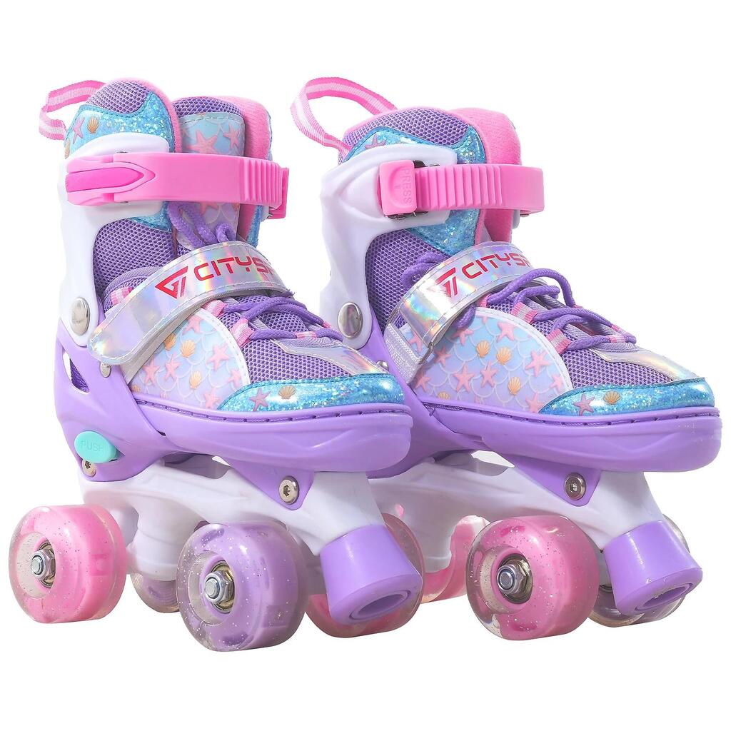 Kids Roller Skates CITYSPORTS LB5 Adjustable 35-38 Pink Light-Up Wheels