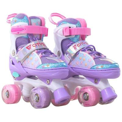 Rolschaatsen kind citysports lb5 verstelbaar 35-38 roze lichtwielen