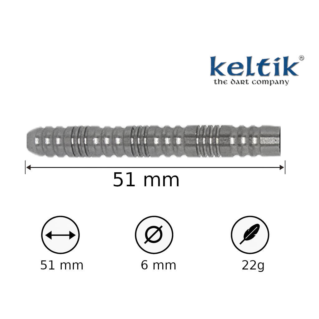 Steeldart Steel Dart Pfeile Keltik Corvin 22g Silver - 90% Tungsten 3/6