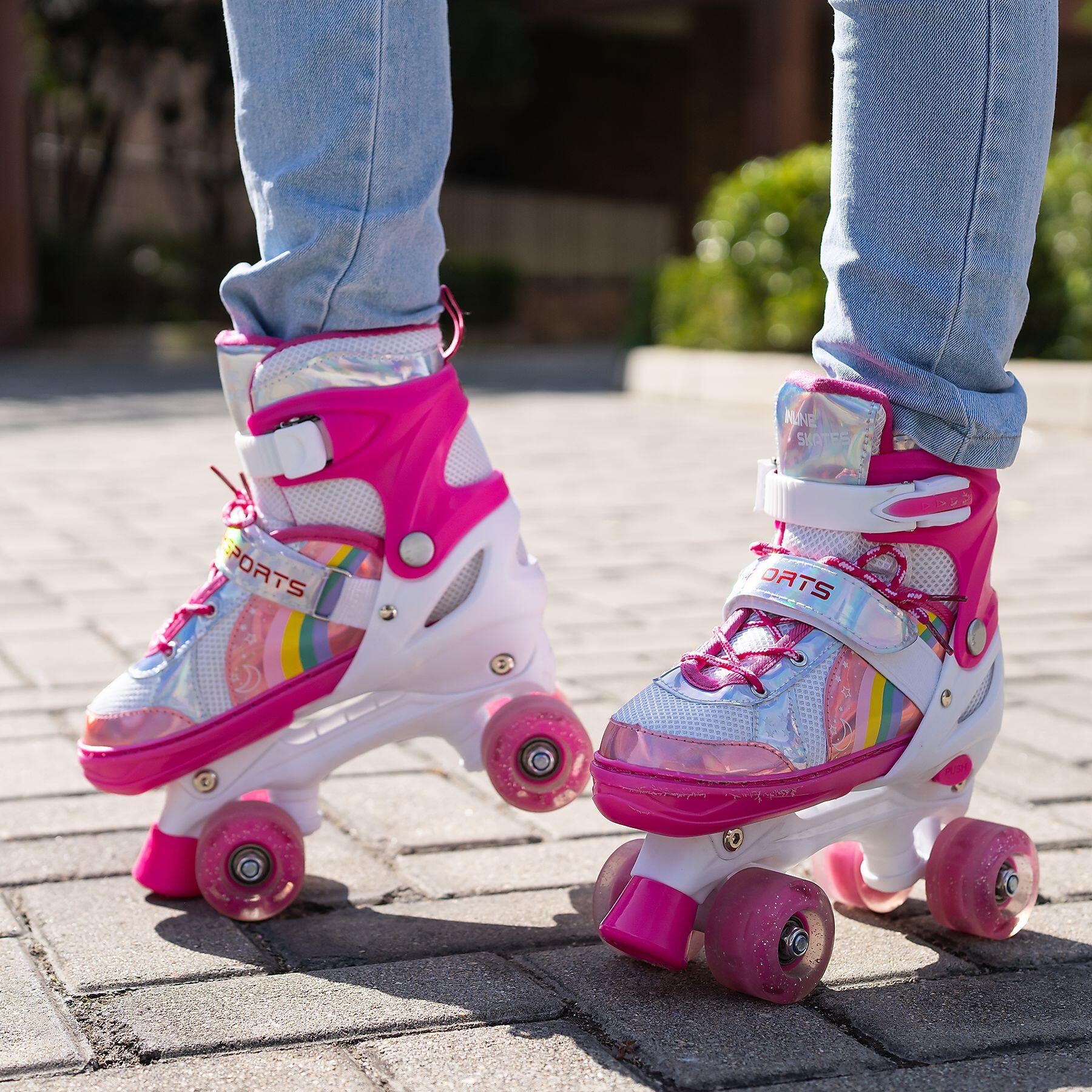 Pattini a Rotelle Bambini CITYSPORTS Regolabili LB1 35-38 Rosa Luci 2/6