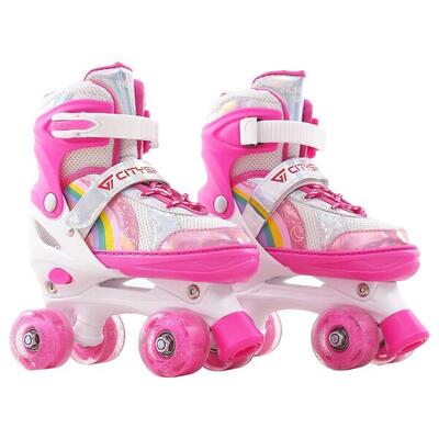 Rolschaatsen kind citysports verstelbaar 31-34 roze lichtwielen