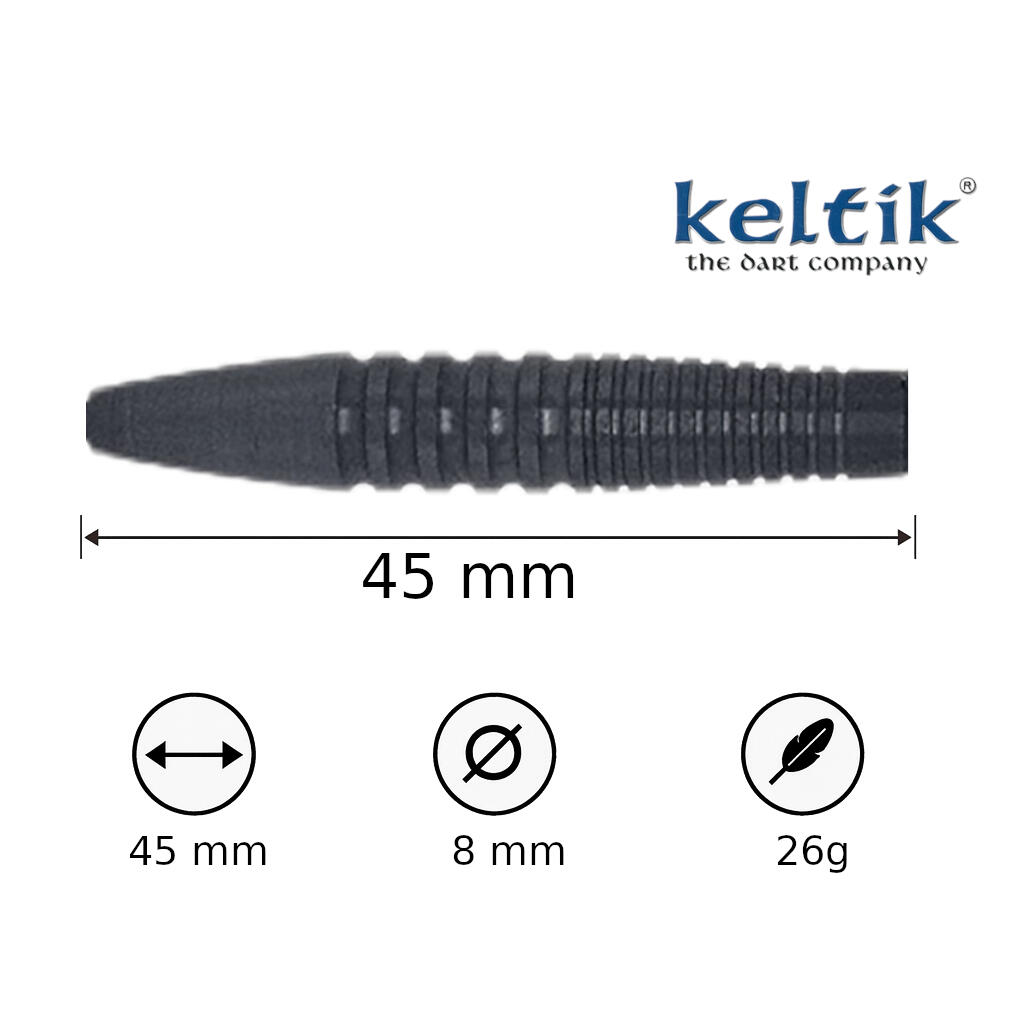 Steeldart Steel Dart Pfeile Keltik Ardan 26g Black - 90% Tungsten 3/6