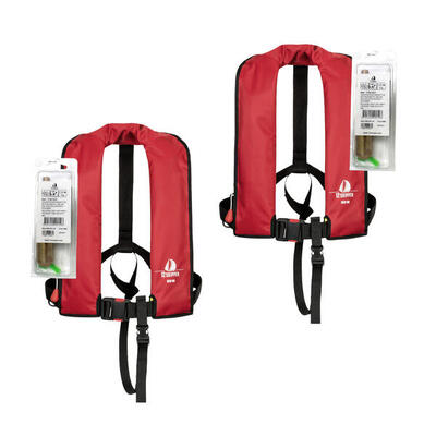 2 x automatisch reddingsvest 165n iso, marineblauw, inclusief herlaadsets