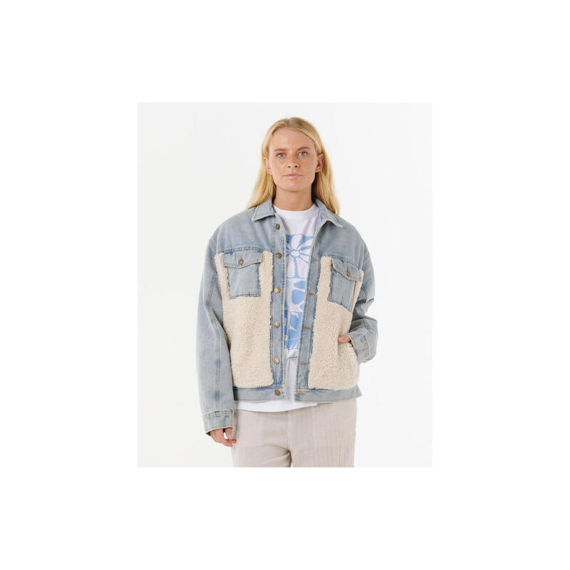Rip Curl Cruisin. Sherpa Denim Jacket - Washed Blue