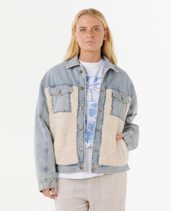 Rip Curl Cruisin. Sherpa Denim Jacket - Washed Blue