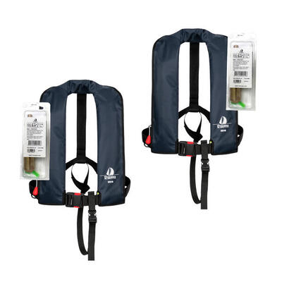 2 x automatisch reddingsvest 165n iso, marineblauw, inclusief herlaadsets