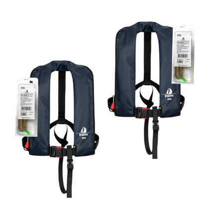 2er-Set Automatik-Rettungsweste 165N ISO, marineblau inkl. 2 Wartungskits