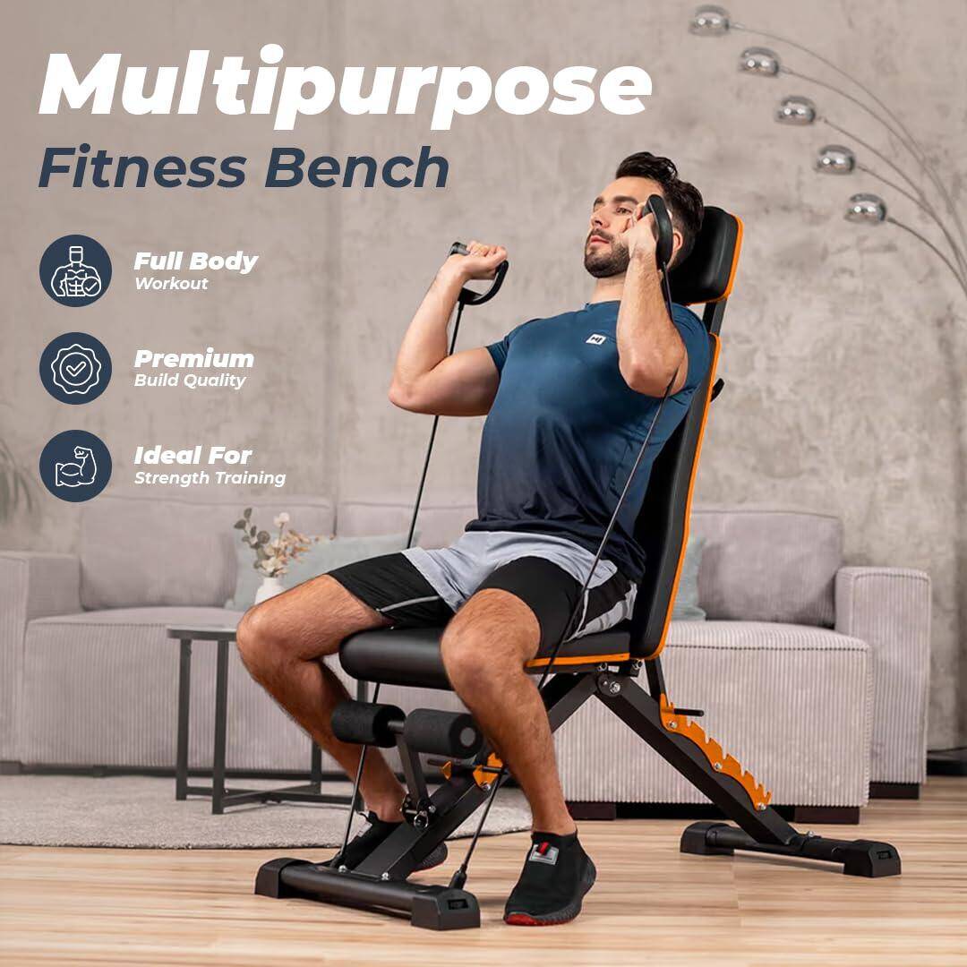 Flexnest Flexbench 2.0 Adjustable Gym Bench Incline, Decline & Flat 250Kg with Resistance Rope - Black -  5