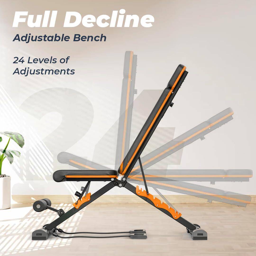 Flexnest Flexbench 2.0 Adjustable Gym Bench Incline, Decline & Flat 250Kg with Resistance Rope - Black -  4