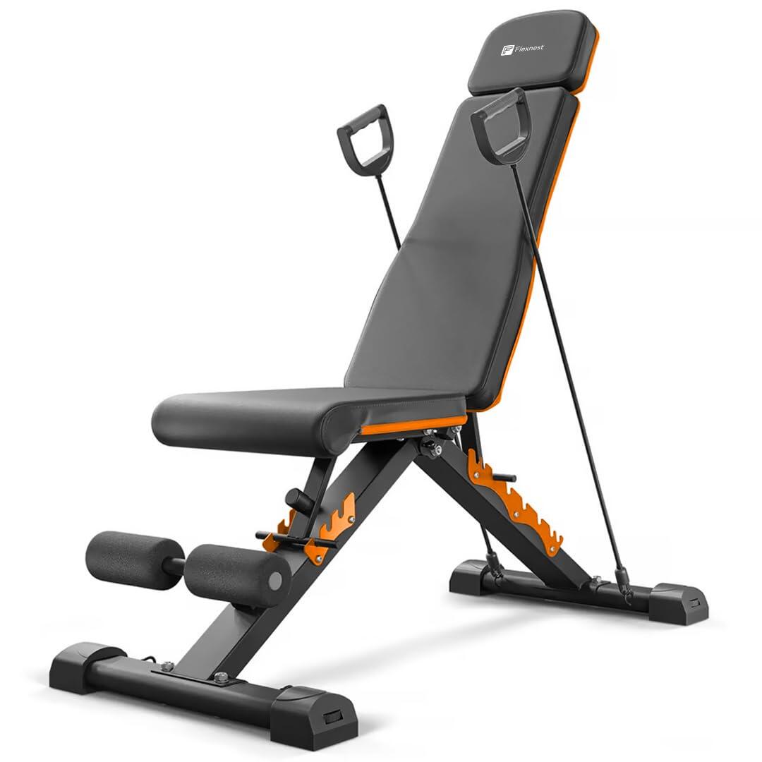 Flexnest Flexbench 2.0 Adjustable Gym Bench Incline, Decline & Flat 250Kg with Resistance Rope - Black-picture-24