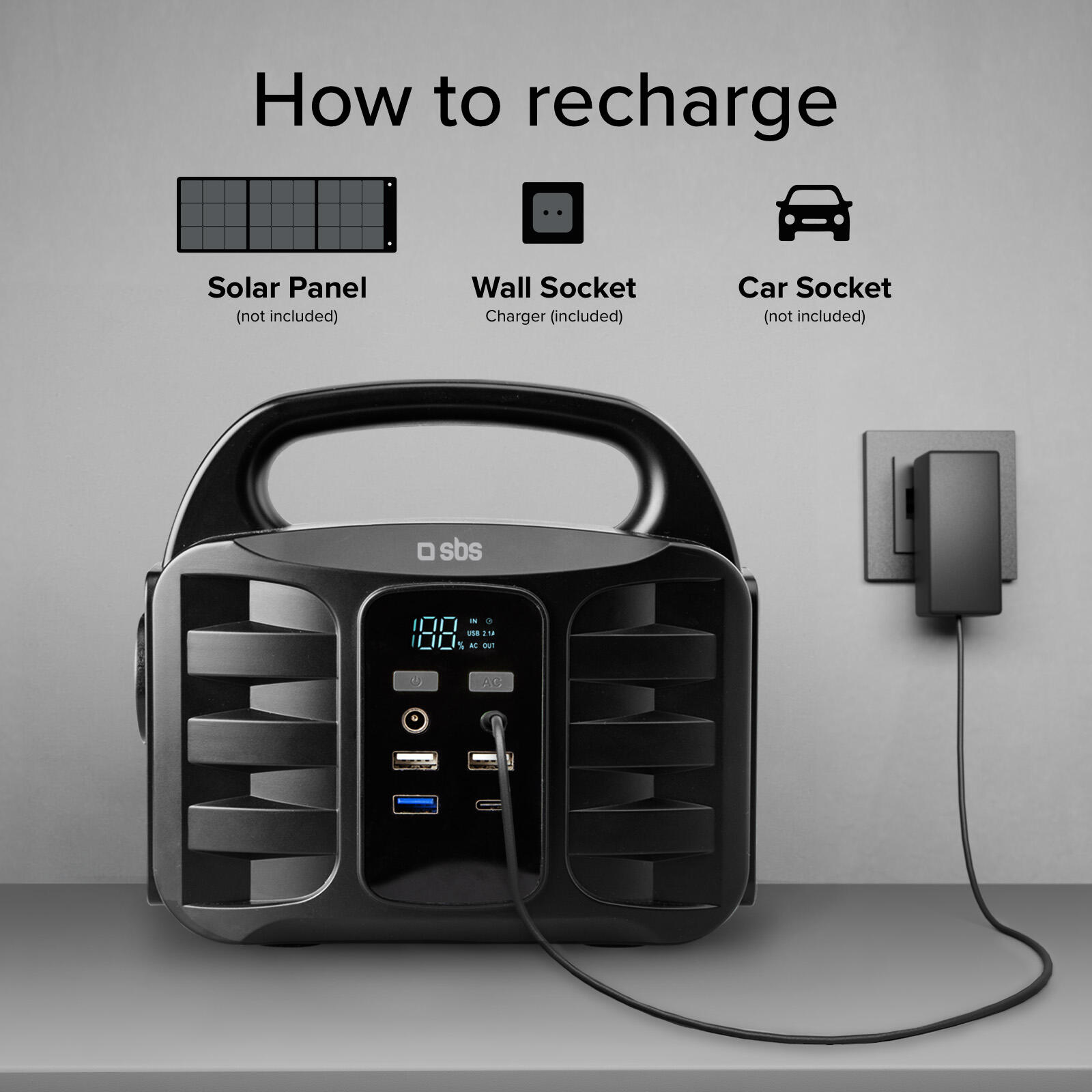 Station de charge portable 150 Watts - avec USB-A, USB-C, prise CA, prise CC 4/7