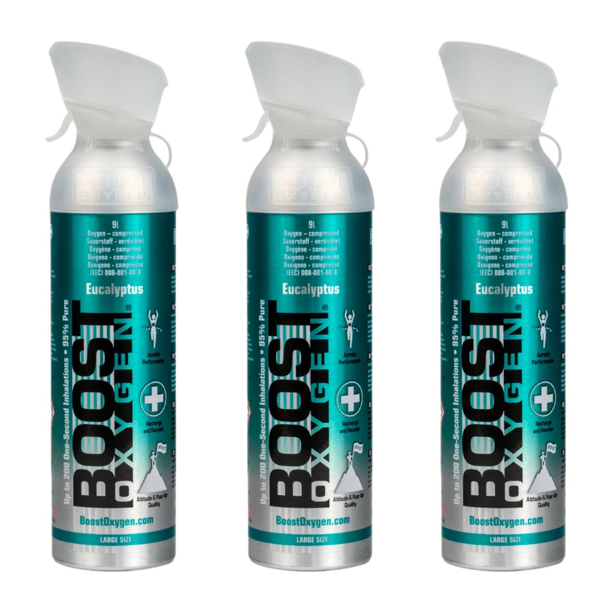 BOOST OXYGEN Doplňkový kyslík v plechovce Mentol Eukalyptus, velký, 3x9L