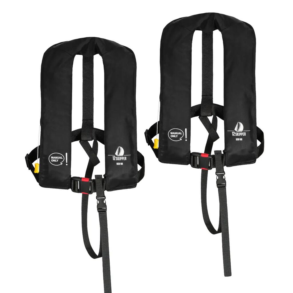 2-piece set Life vest 165N ISO with manual release, black