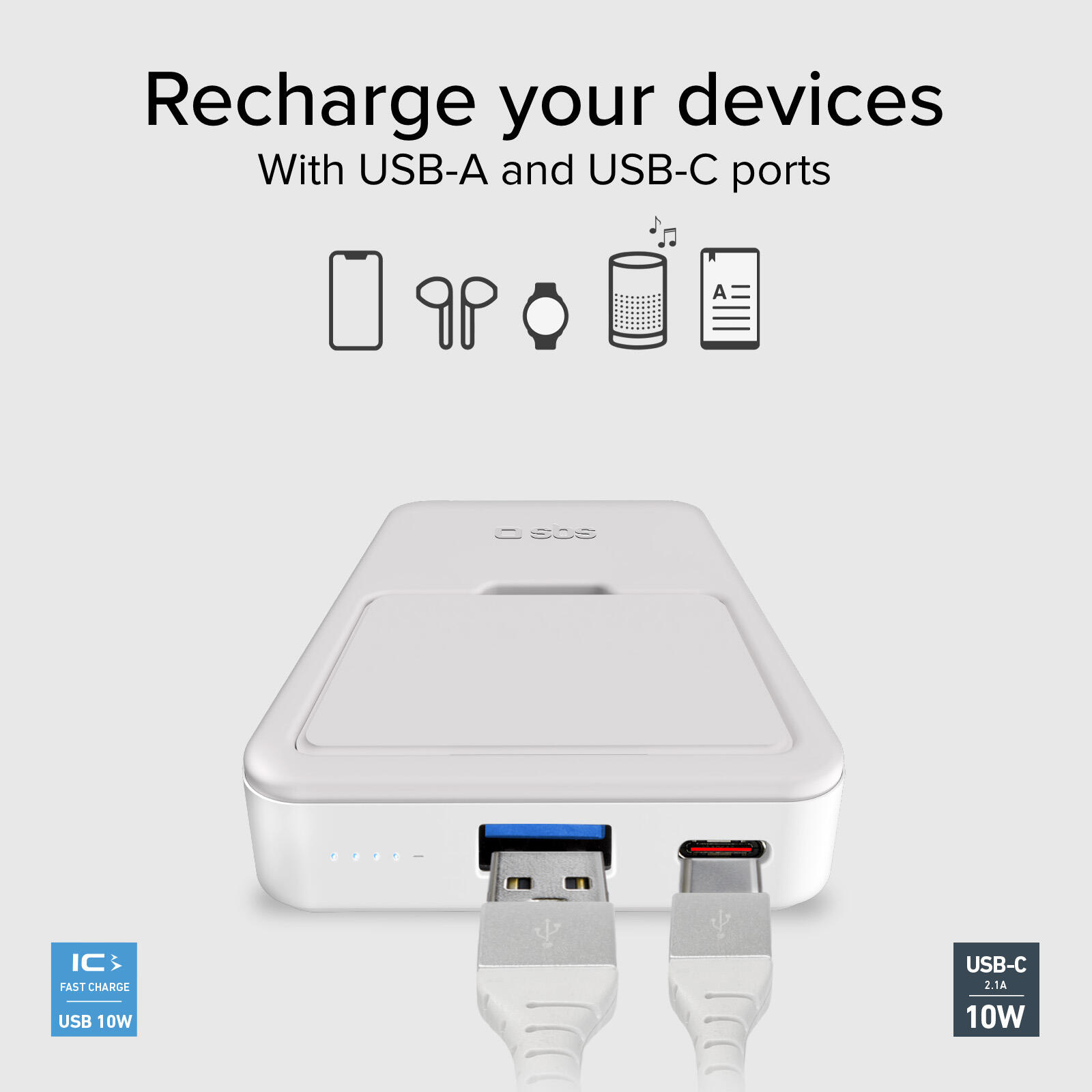 Powerbank per ricarica wireless da 5000 mAh con supporto stand integrato 4/7