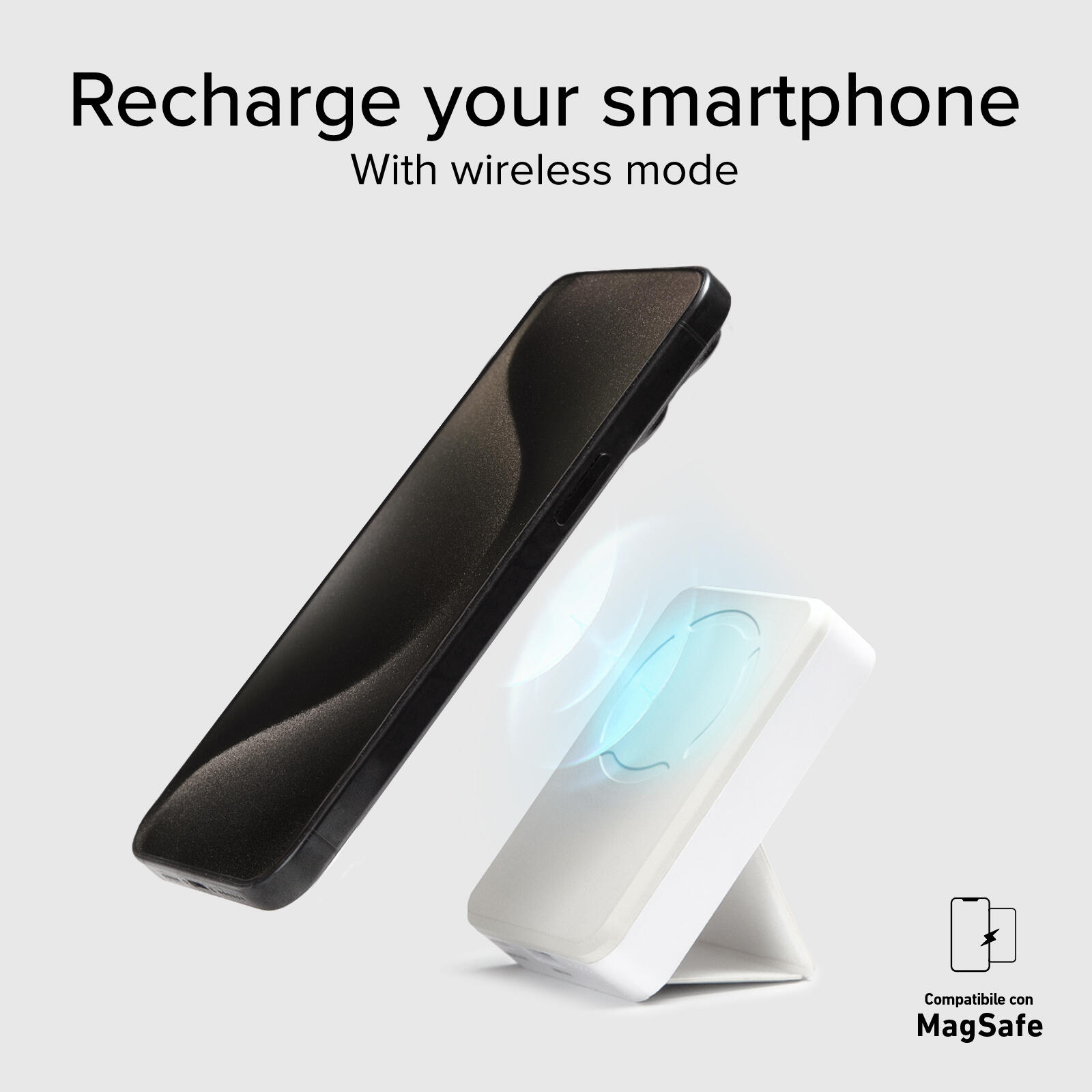 Powerbank per ricarica wireless da 5000 mAh con supporto stand integrato 3/7