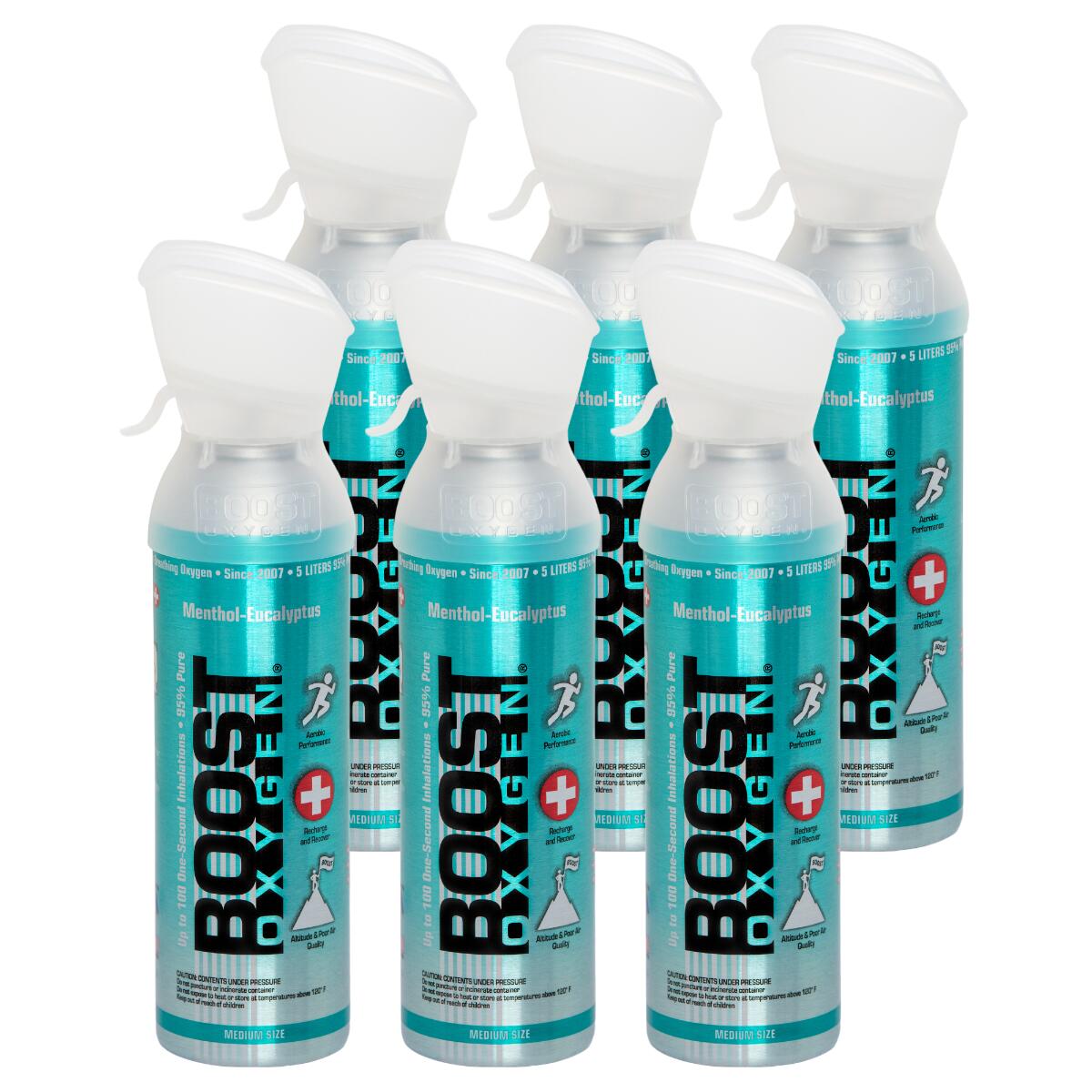 BOOST OXYGEN Doplňkový kyslík v plechovce Mentol Eukalyptus, střední, 6x5L