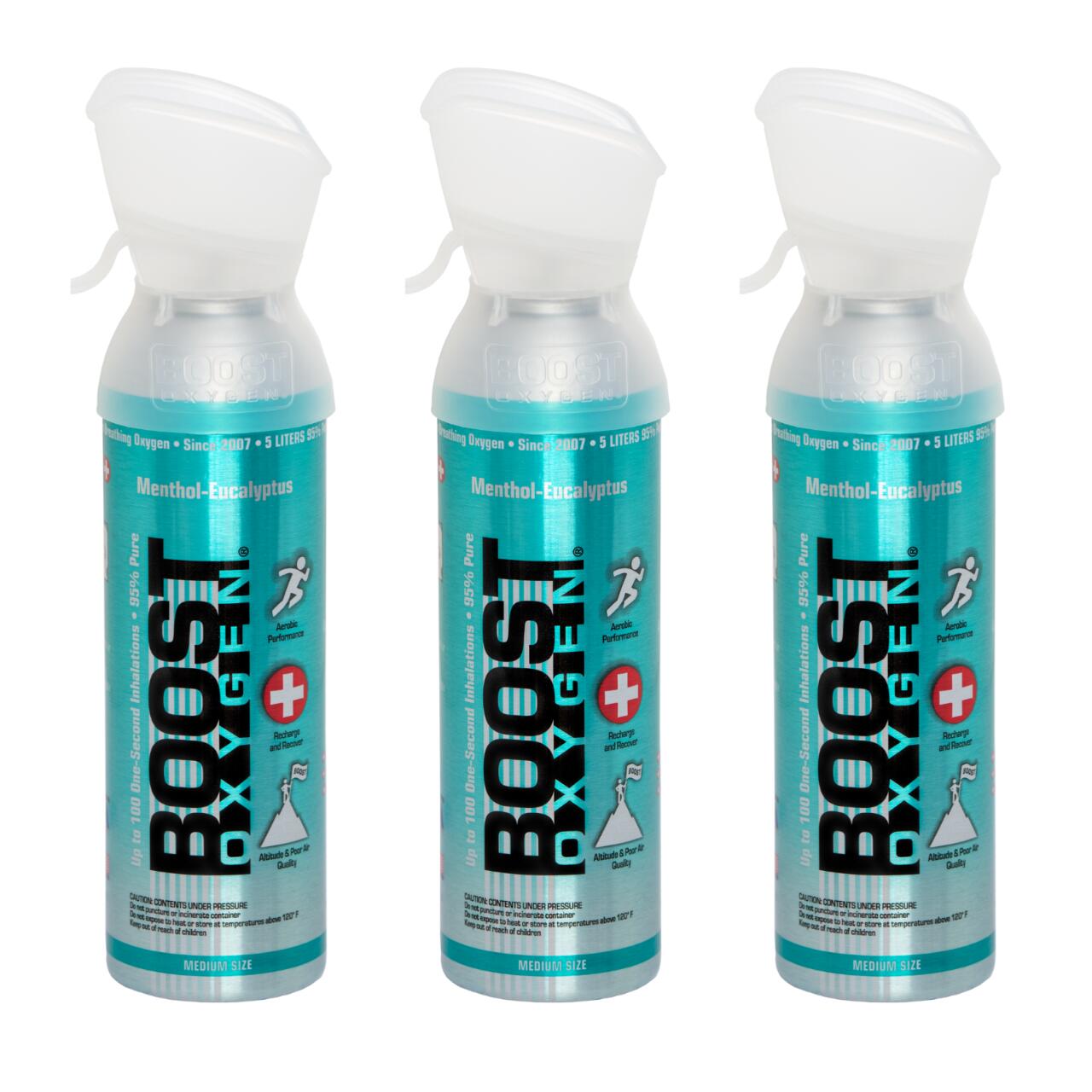 BOOST OXYGEN Doplňkový kyslík v plechovce Mentol Eukalyptus, střední, 3x5L
