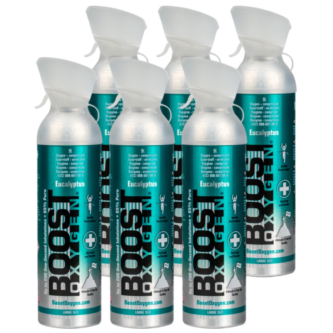 BOOST OXYGEN Doplňkový kyslík v plechovce Mentol Eukalyptus, velký, 6x9L