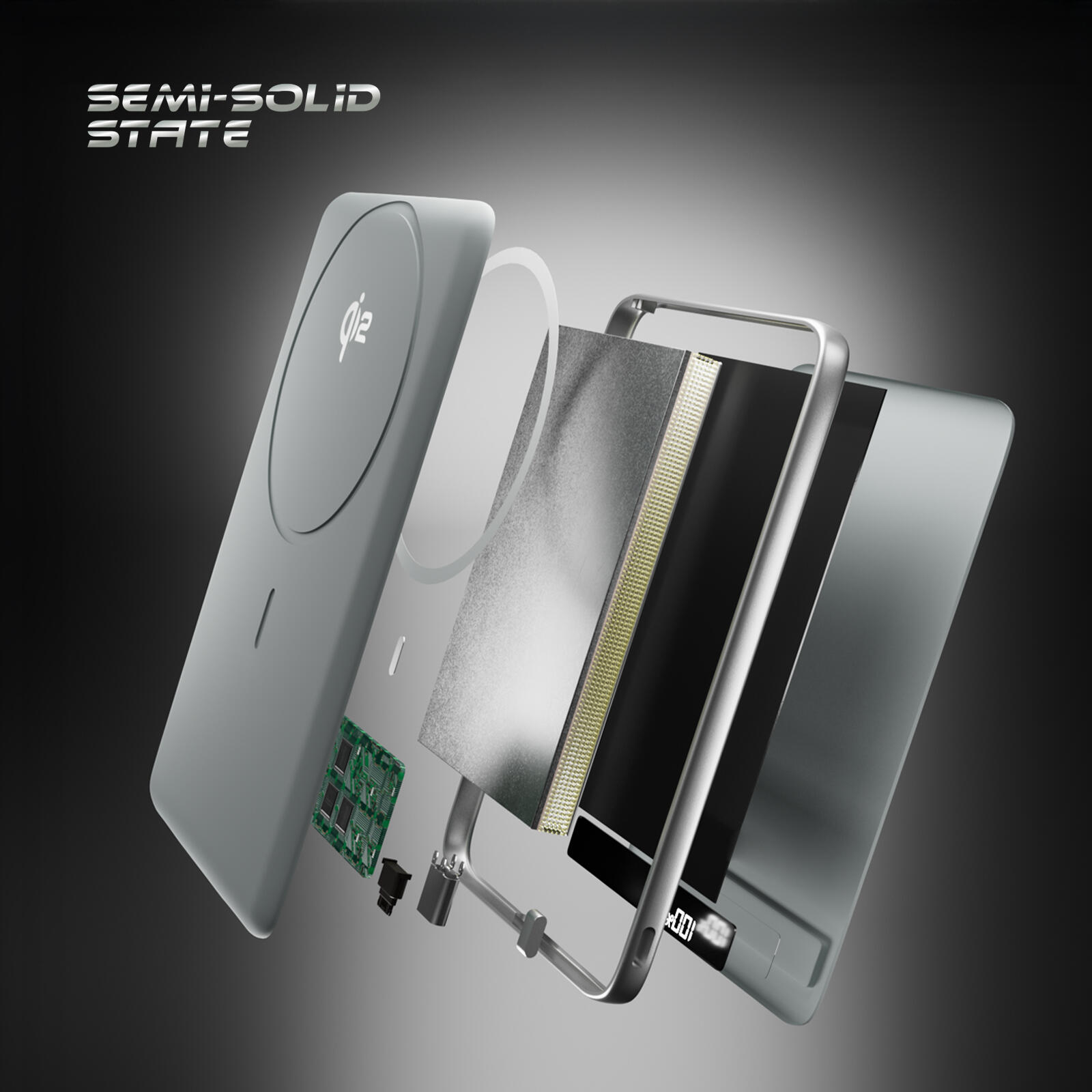 PowerBank Magnetico da 5000 mAh 15W Qi2 con batteria semi-solida ultra durevole 7/7