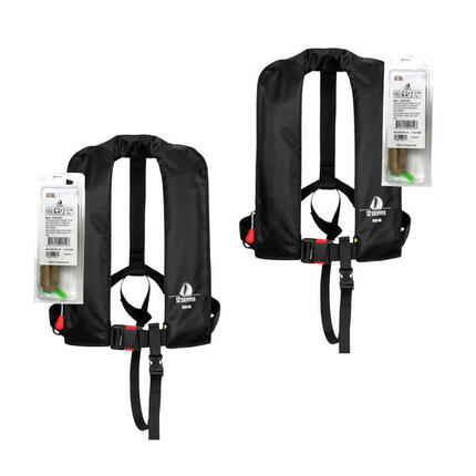 2er-Set Automatik-Rettungsweste 165N ISO, schwarz inkl. 2 Wartungskits