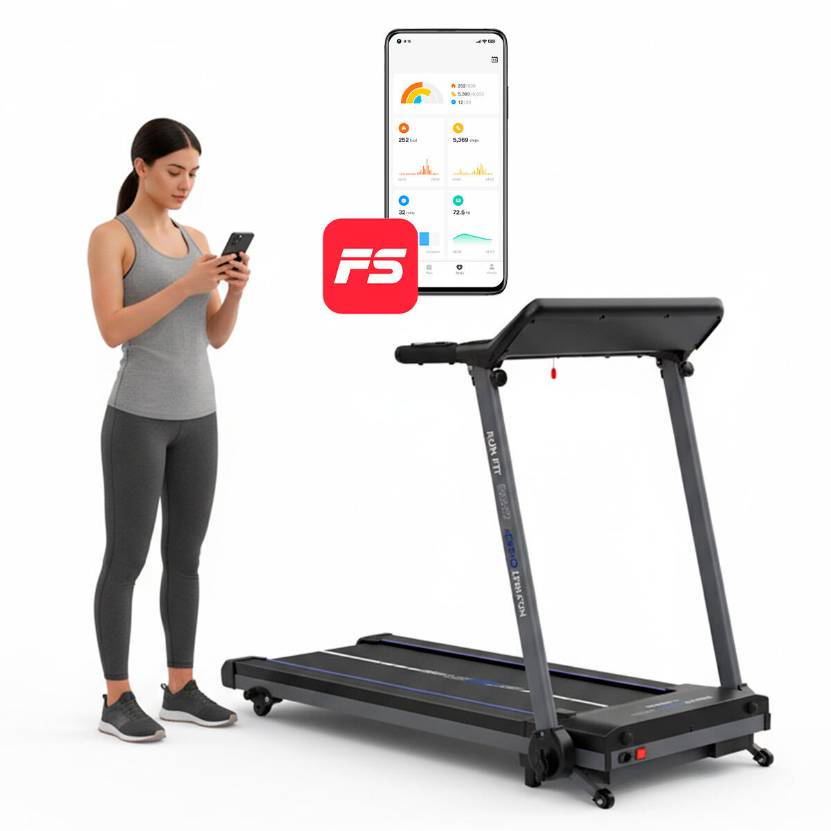 Tapis de course Run Fit Cardio 14 km/h Pliable 5/7