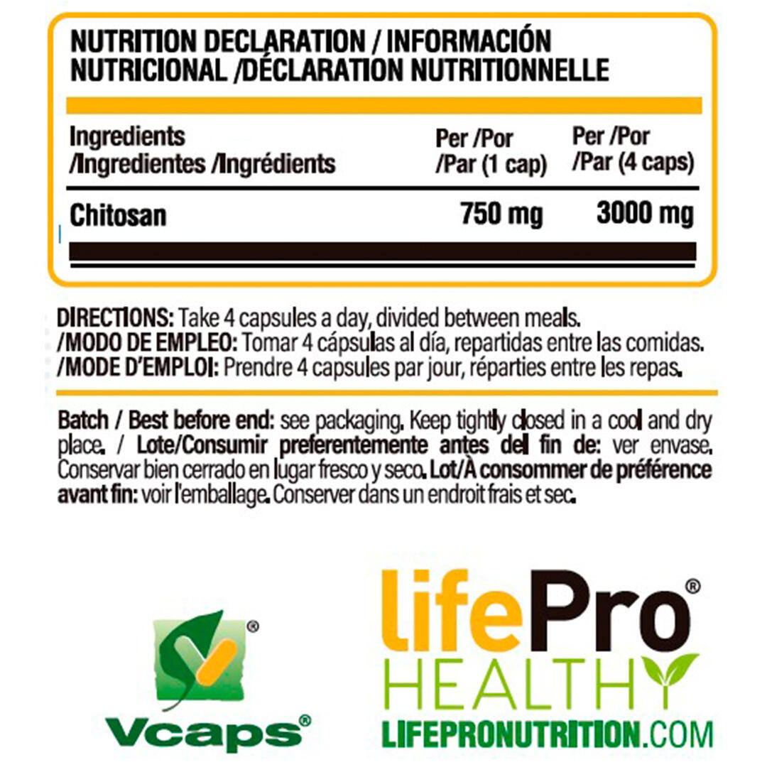LIFE PRO CHITOSAN 120 CAPS 4/6