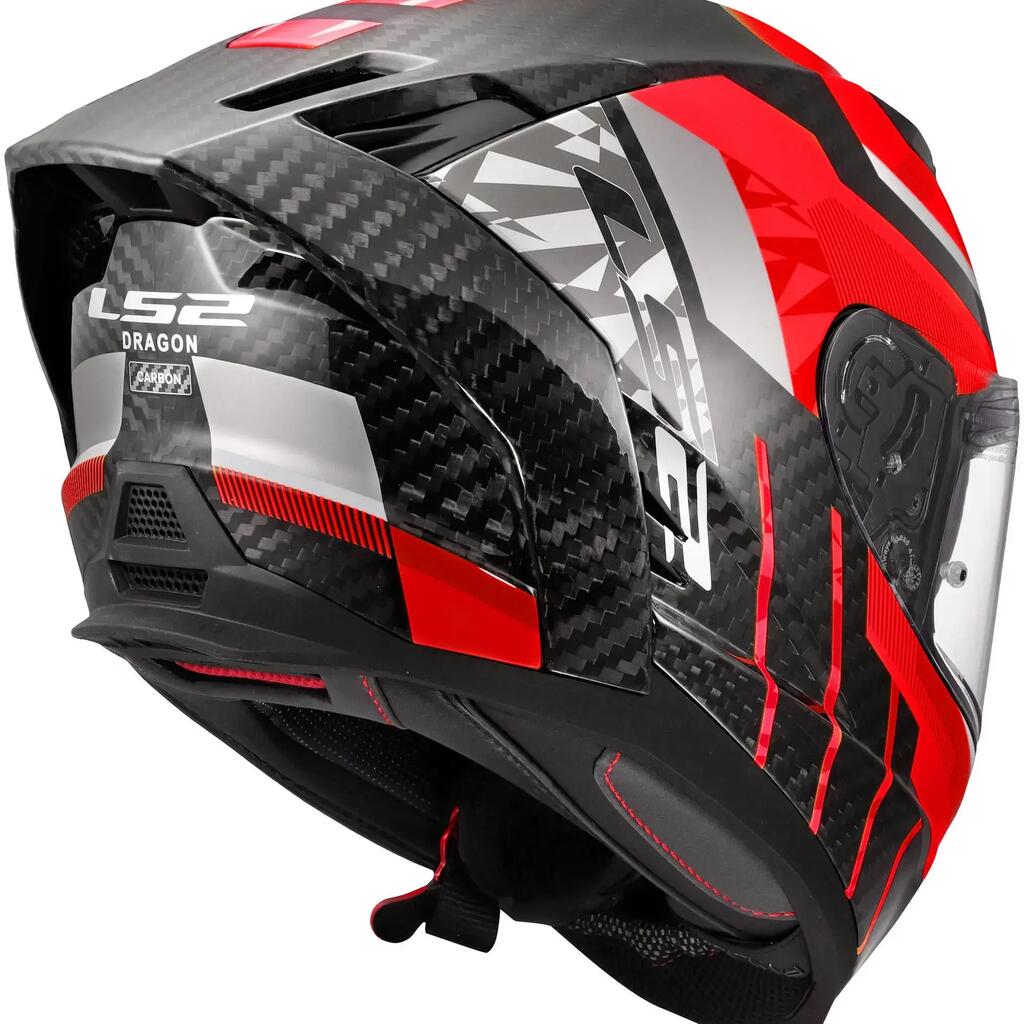 LS2 FF807 Dragon Trax S full-face helmet — Red/Grey.