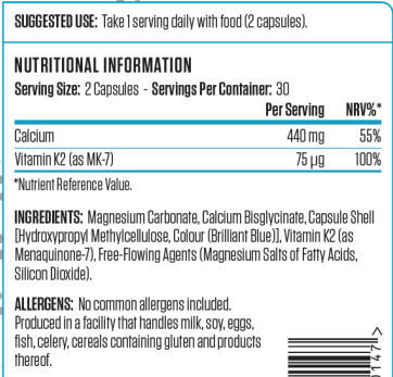 Vitamines/Minéraux - Calcium & Vitamin K2 - 60 Gélules 3/3