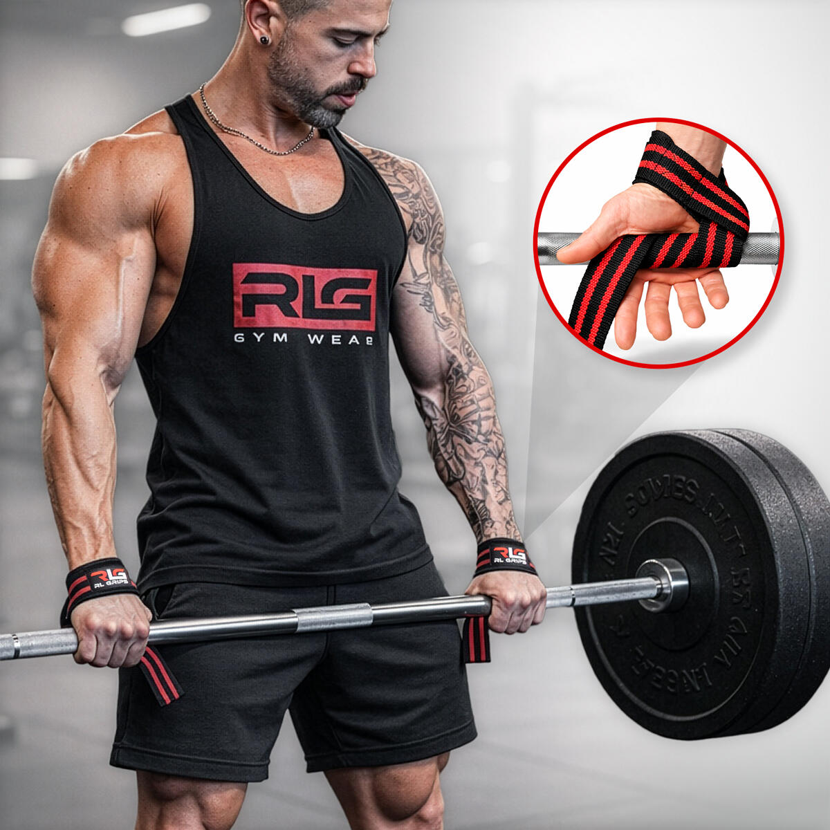 Straps Gym Acolchados para Entrenamiento RL Grips Rojo + Shaker de Regalo 6/7