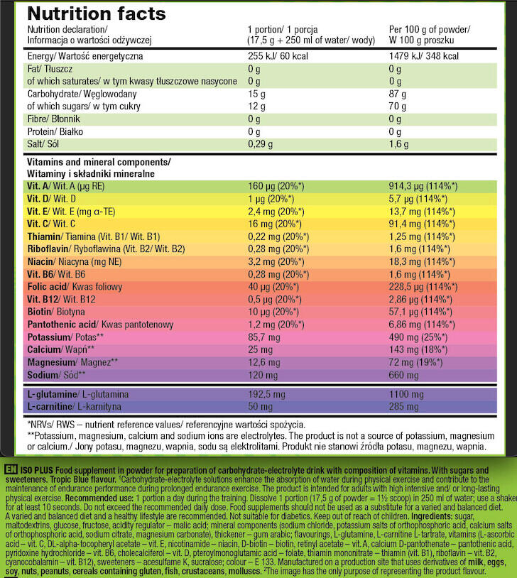 Boisson isotonique - Iso Plus Powder - Bleu Tropique 700g 3/4