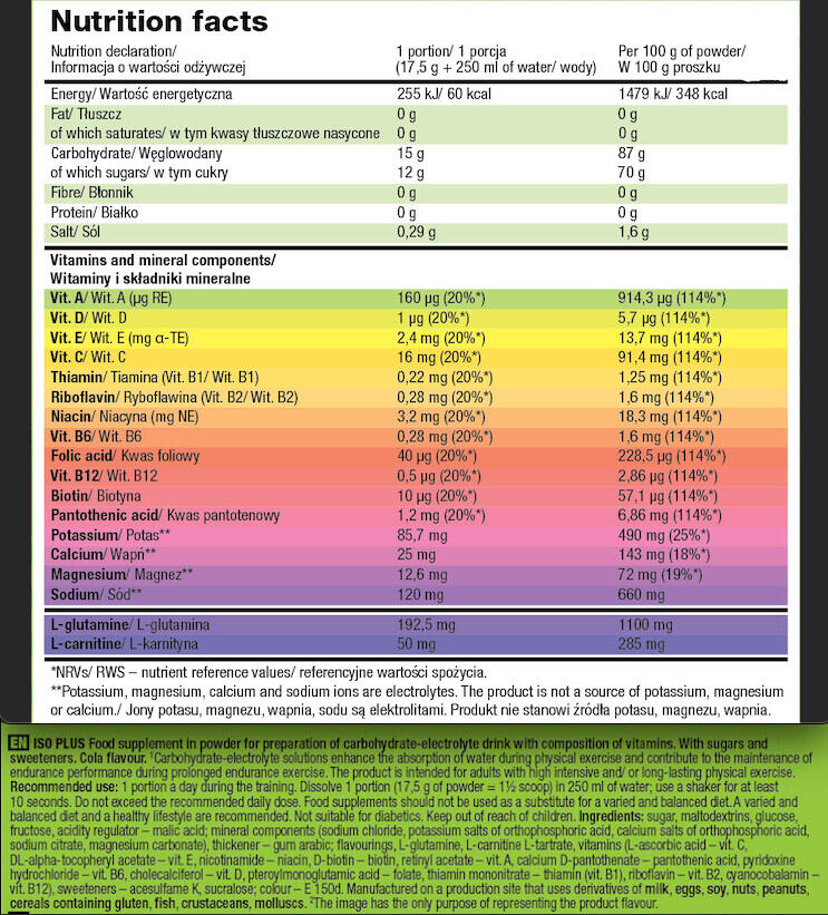 Boisson isotonique - Iso Plus Powder - Cola 700g 3/4