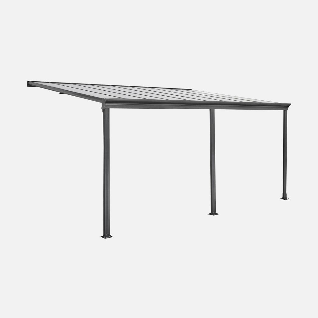 Pérgola, carpot encostado em alumínio 3x5m com calha, Antracite 1/4