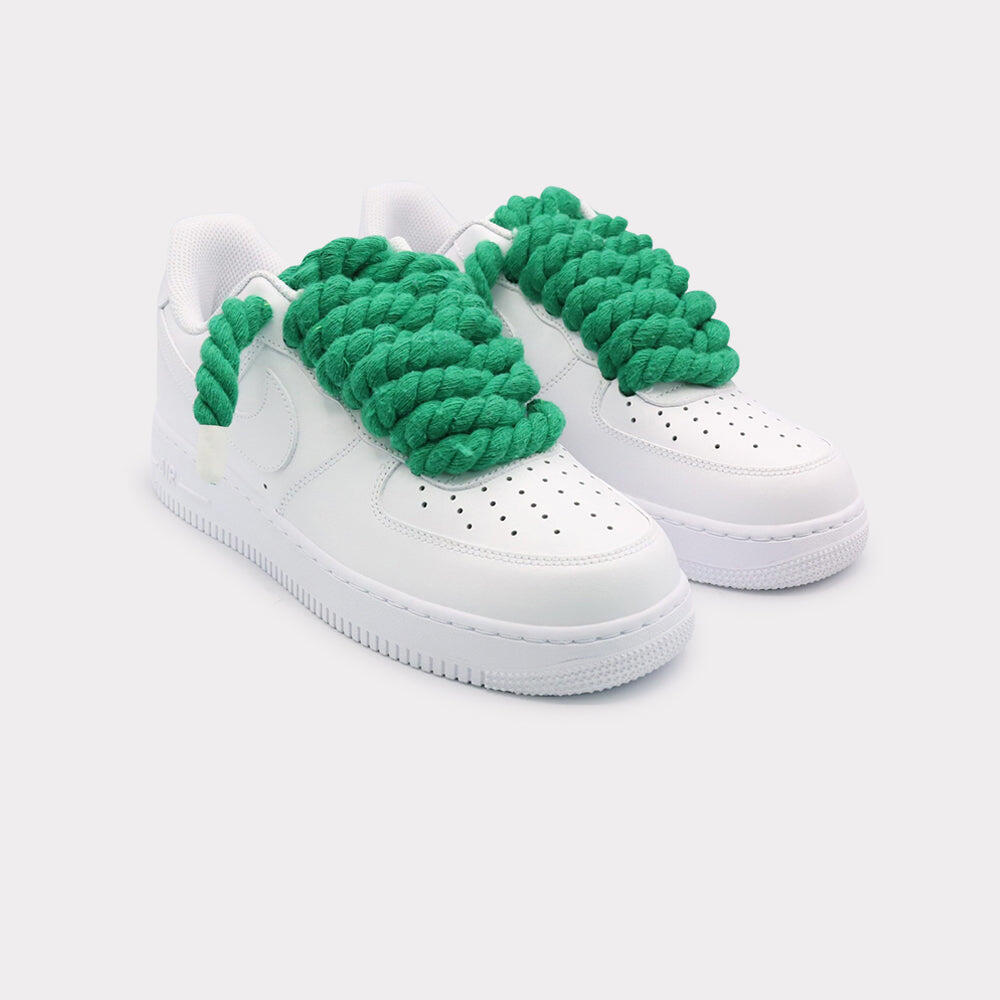 Nike Air Force 1 White - Rope Lace Green 2/3