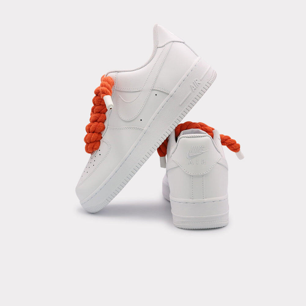 Nike Air Force 1 White - Rope Lace Orange 3/3