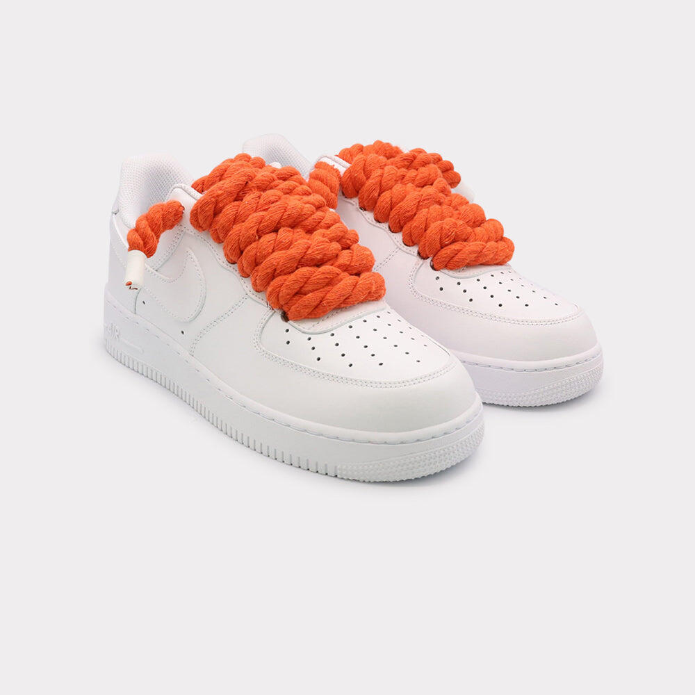 Nike Air Force 1 White - Rope Lace Orange 2/3