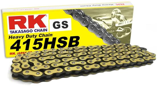 Catena bici RK 415 HSB 108 c oro/grigio aperta.