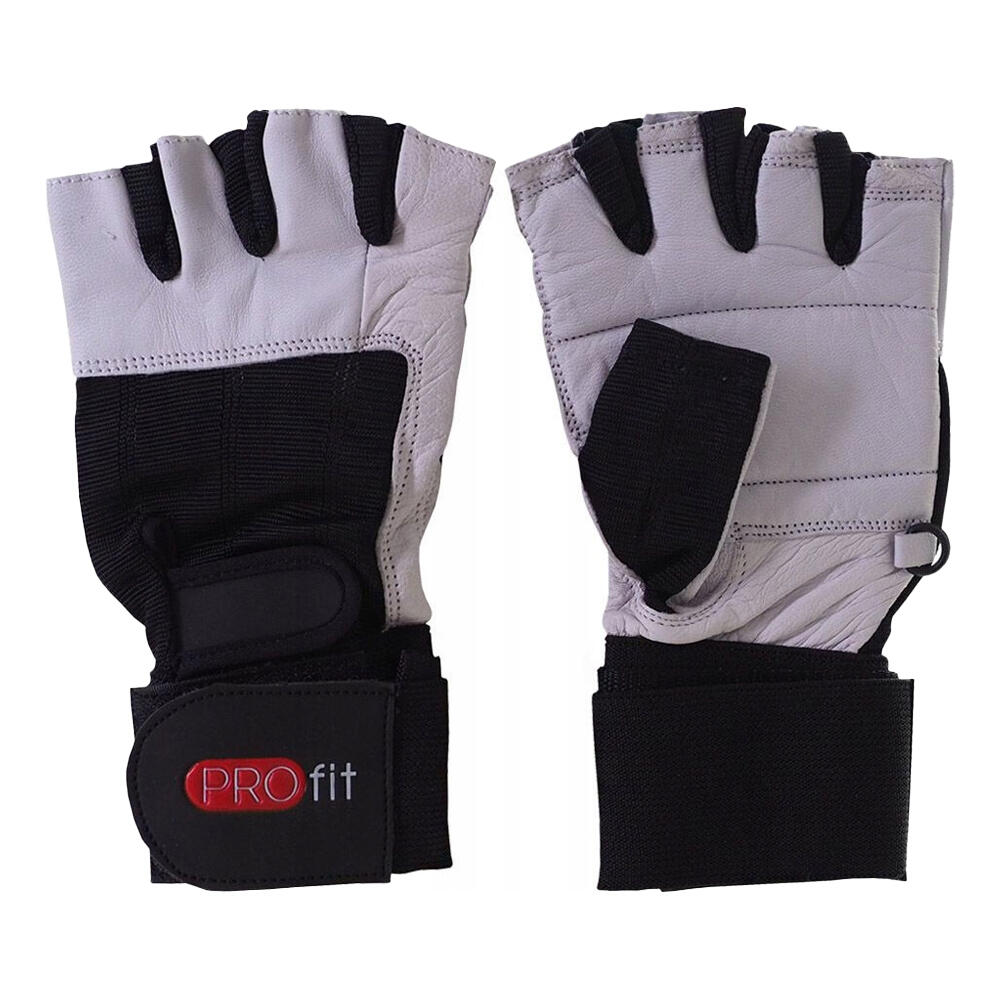 Unisex Volwassen Gym Pro Lederen Vingerloze Handschoenen (Wit, Zwart) 3/3