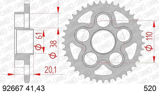 AFAM Chain wheel 520 41z steel silver