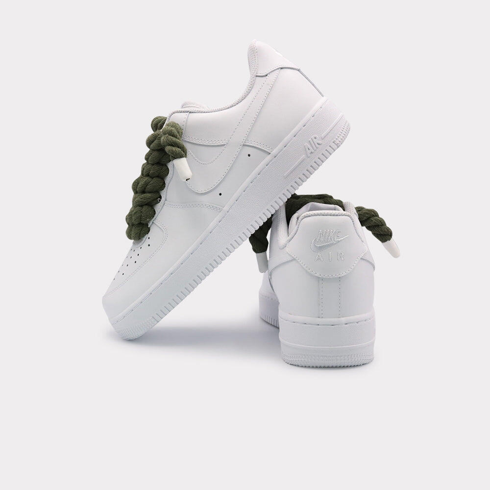 Nike Air Force 1 White - Rope Lace Olive 3/3