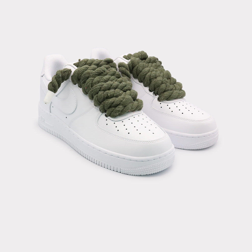 Nike Air Force 1 White - Rope Lace Olive 2/3