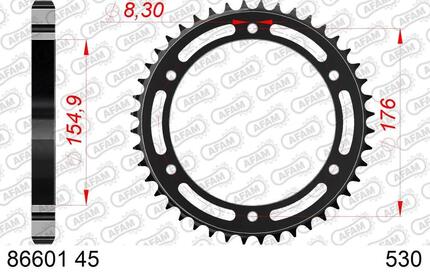 Afam chain wheel 530 45z steel silver