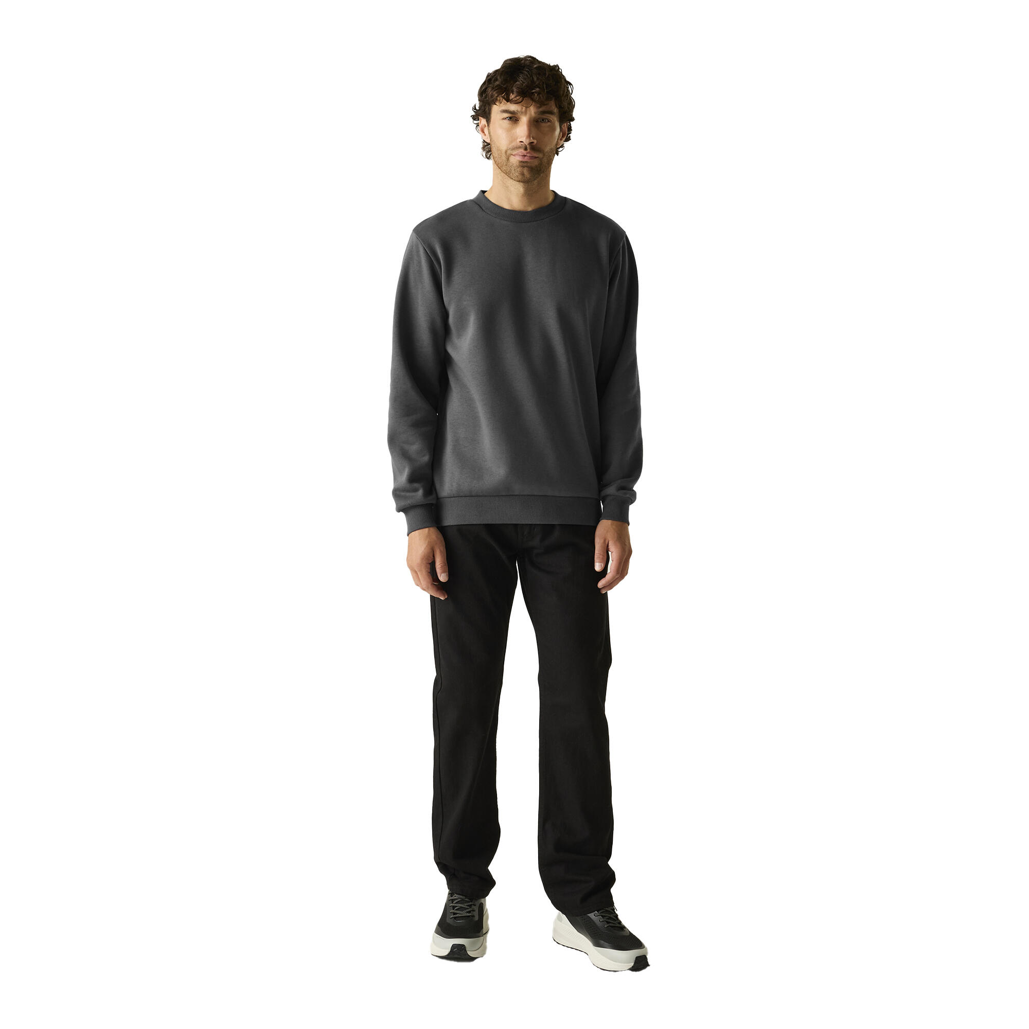 Felpa Cotone Uomo Regatta Grigio Tinta Unita 3/4
