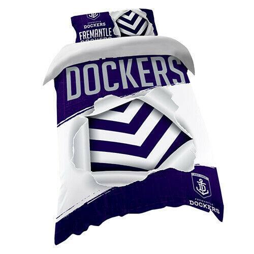 AFL Doona Quilt Cover With Pillow Case - Fremantle Dockers - All Sizes -