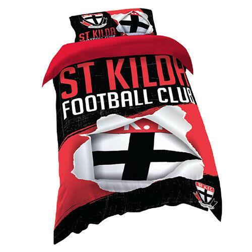 AFL Doona Quilt Cover With Pillow Case - St Kilda Saints - All Sizes -