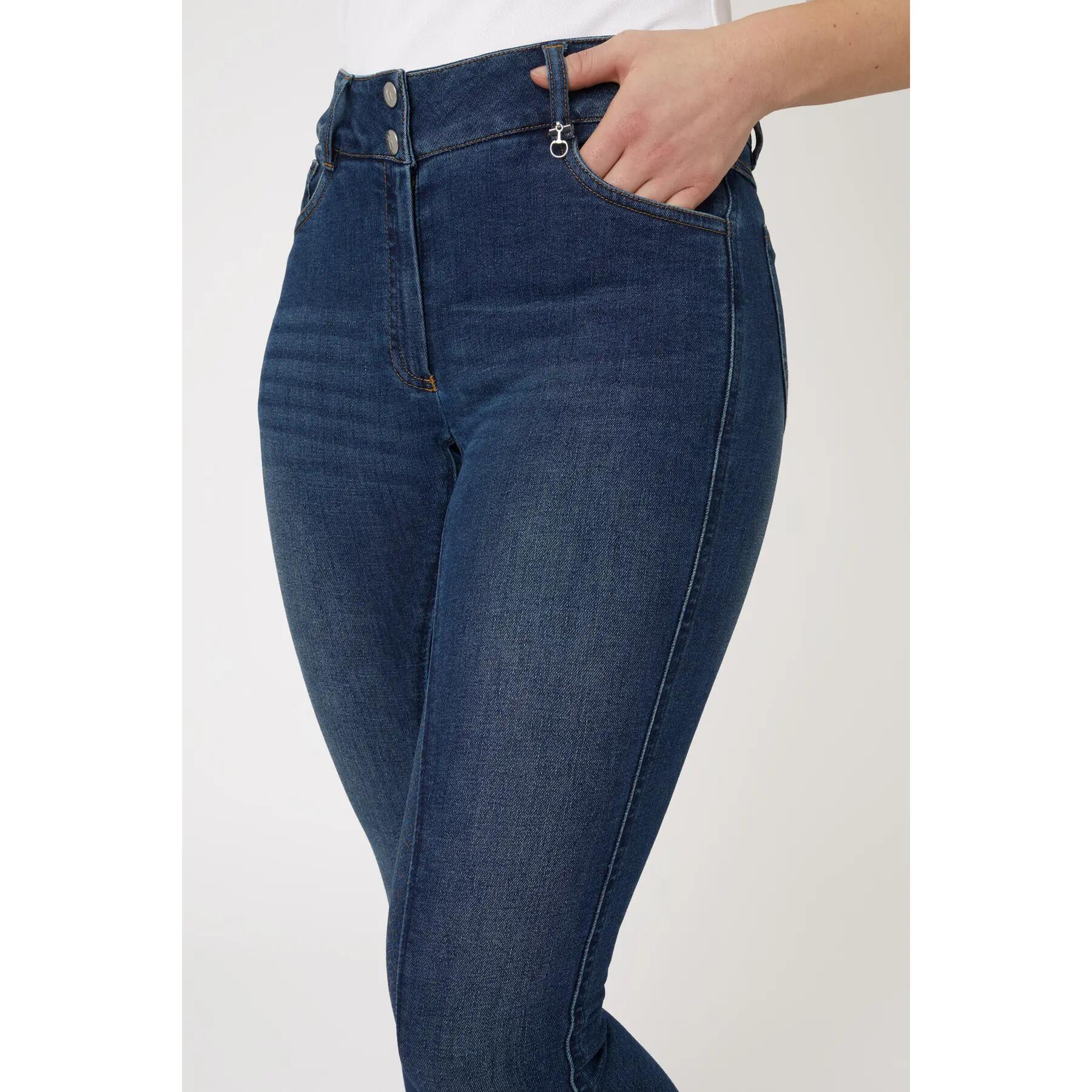 Pantalón equitación para mujer en jeans agarre total y cintura alta Horze Kaia 5/7