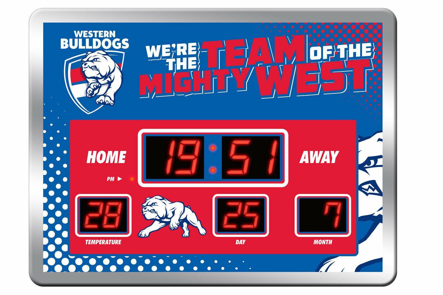 AFL LED Scoreboard Clock - Western Bulldogs - 45x33cm - Time Temp Date